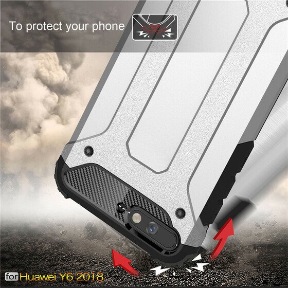 Microsonic Huawei Y6 2018 Kılıf Rugged Armor Kırmızı