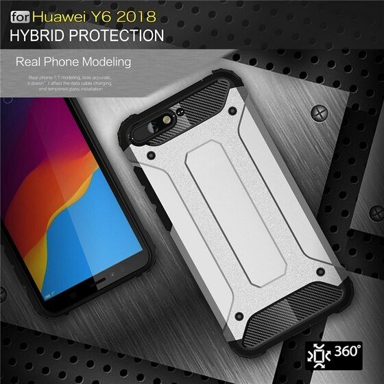 Microsonic Huawei Y6 2018 Kılıf Rugged Armor Kırmızı