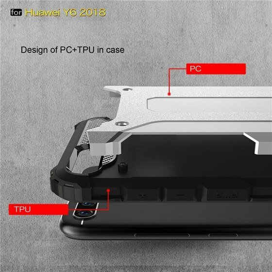 Microsonic Huawei Y6 2018 Kılıf Rugged Armor Mavi