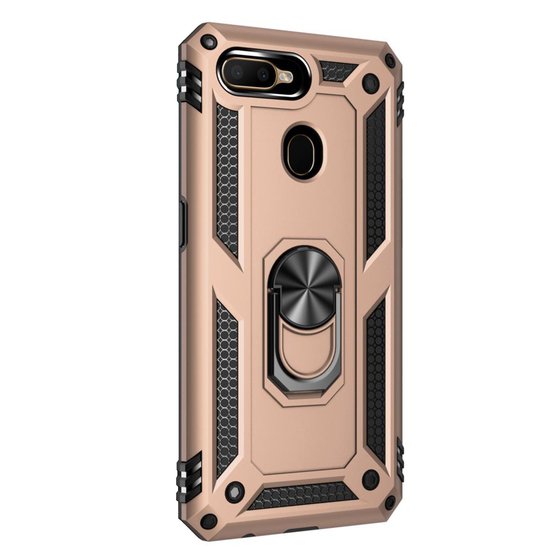 Microsonic Oppo F9 / F9 Pro Kılıf Military Ring Holder Gold