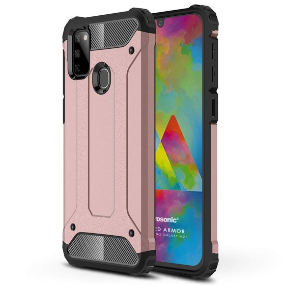 Microsonic Samsung Galaxy M21 Kılıf Rugged Armor Rose Gold