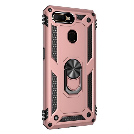 Microsonic Oppo AX7 Kılıf Military Ring Holder Rose Gold