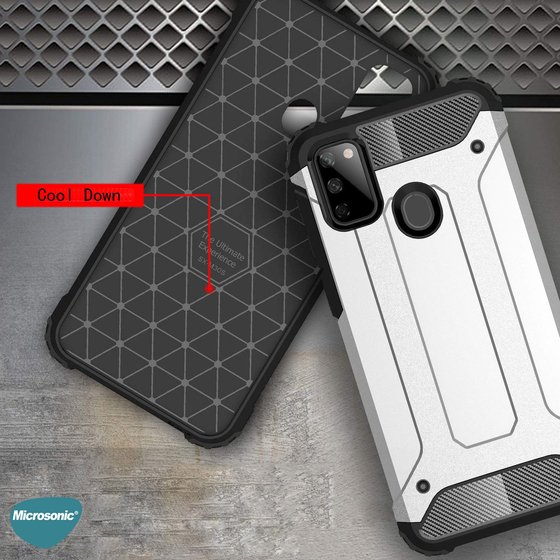 Microsonic Samsung Galaxy M21 Kılıf Rugged Armor Kırmızı