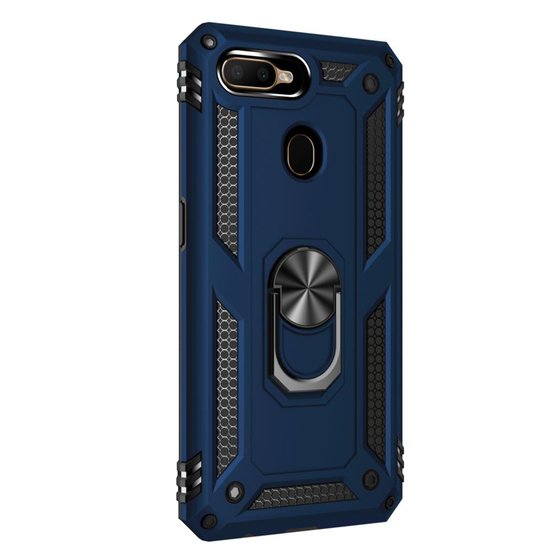 Microsonic Oppo AX7 Kılıf Military Ring Holder Lacivert