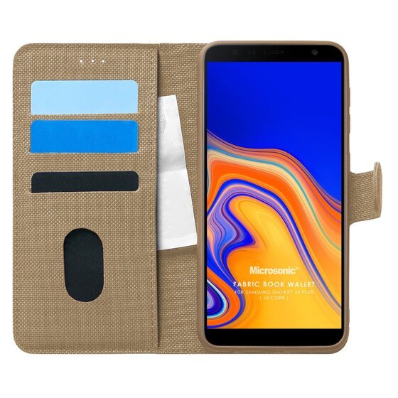 Microsonic Samsung Galaxy J4 Core Kılıf Fabric Book Wallet Gold