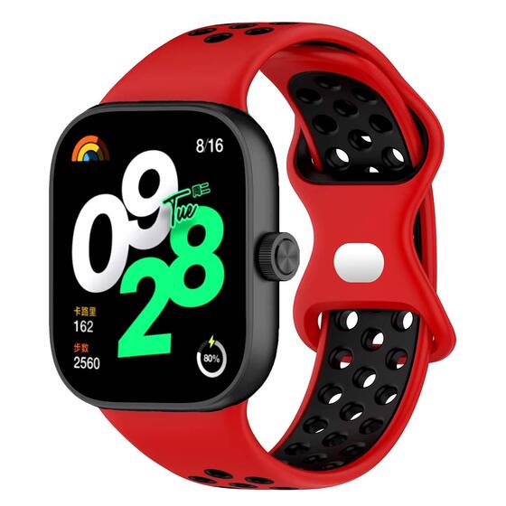Microsonic Xiaomi Redmi Watch 5 Rainbow Gently Band Kordon Kırmızı Siyah
