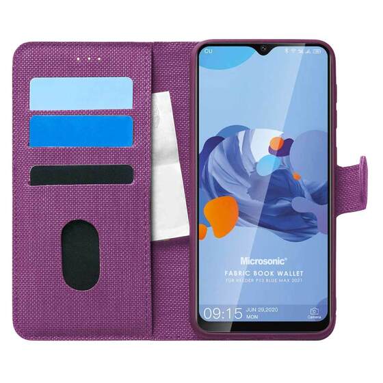 Microsonic Reeder P13 Blue Max 2021 Kılıf Fabric Book Wallet Mor