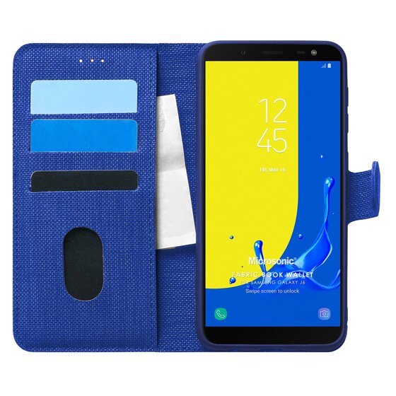 Microsonic Samsung Galaxy J6 Kılıf Fabric Book Wallet Lacivert