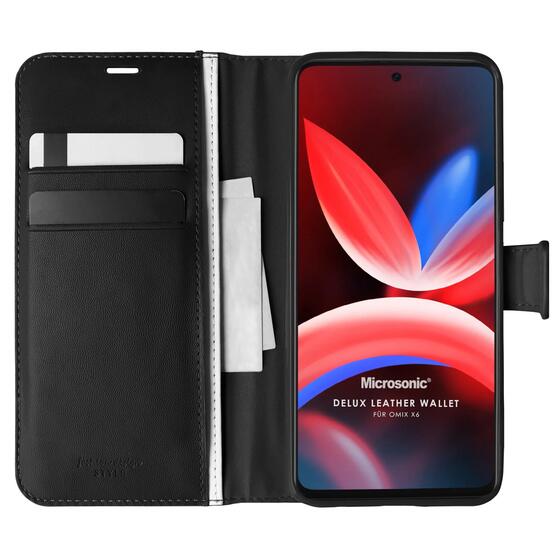 Microsonic Omix X6 Kılıf Delux Leather Wallet Siyah