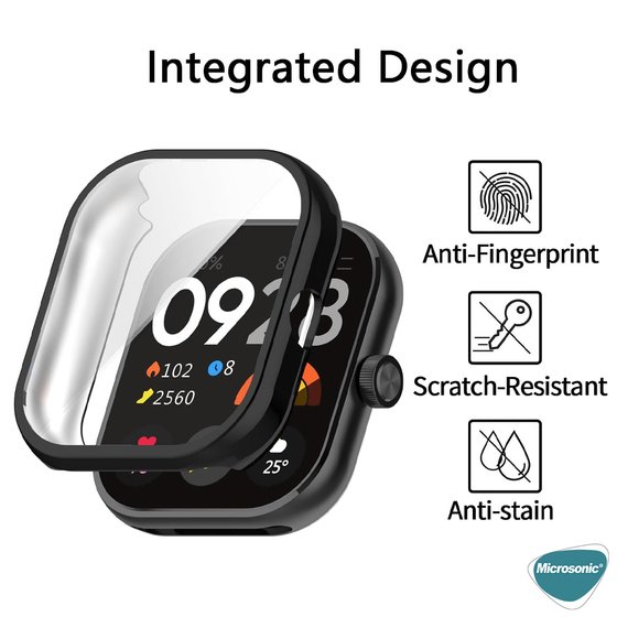 Microsonic Xiaomi Redmi Watch 5 Kılıf 360 Full Round Soft Silicone Siyah