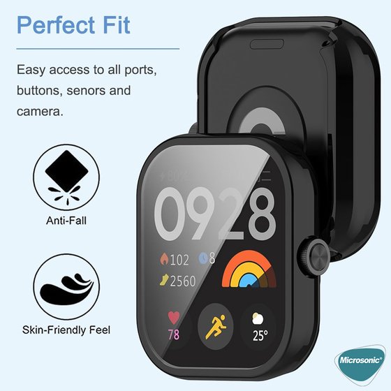 Microsonic Xiaomi Redmi Watch 5 Kılıf 360 Full Round Soft Silicone Siyah