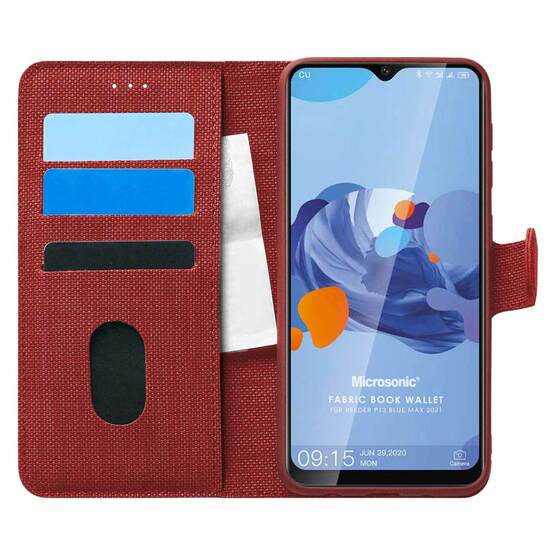 Microsonic Reeder P13 Blue Max 2021 Kılıf Fabric Book Wallet Kırmızı