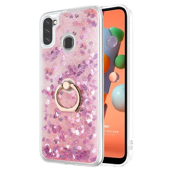 Microsonic Samsung Galaxy M11 Kılıf Glitter Liquid Holder Pembe