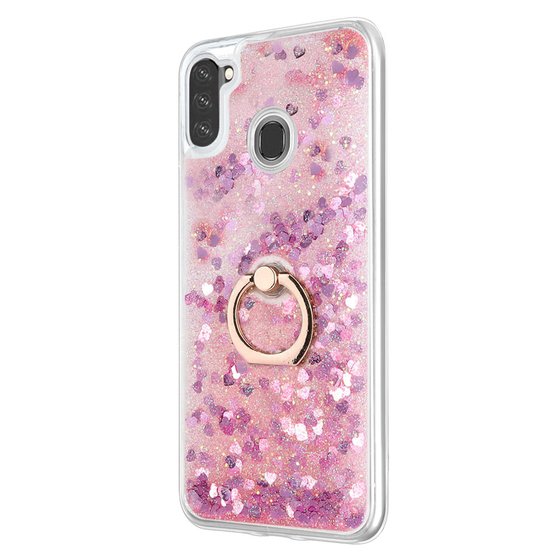 Microsonic Samsung Galaxy M11 Kılıf Glitter Liquid Holder Pembe