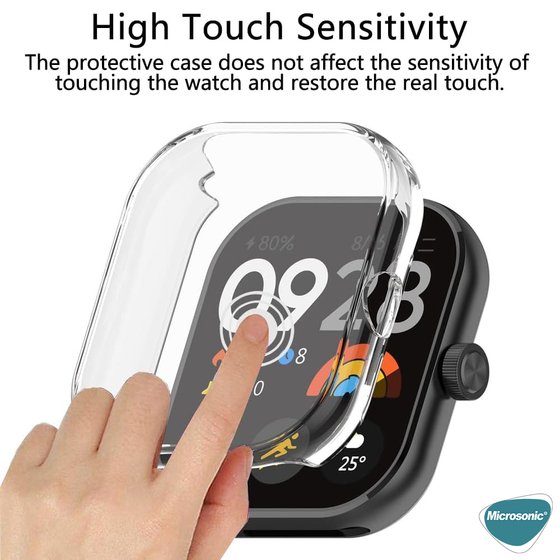 Microsonic Xiaomi Redmi Watch 5 Kılıf 360 Full Round Soft Silicone Şeffaf