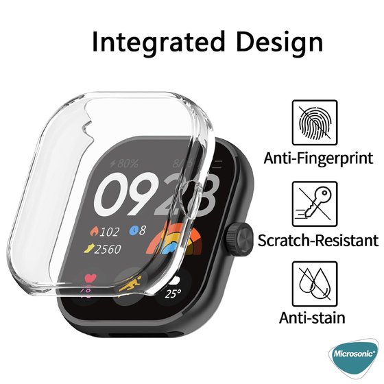 Microsonic Xiaomi Redmi Watch 5 Kılıf 360 Full Round Soft Silicone Şeffaf