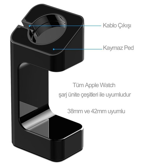 Microsonic Apple Watch Series 3 38mm Masaüstü Şarj Standı Dock Siyah