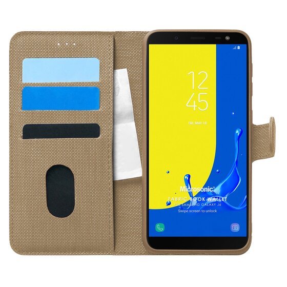 Microsonic Samsung Galaxy J6 Kılıf Fabric Book Wallet Gold