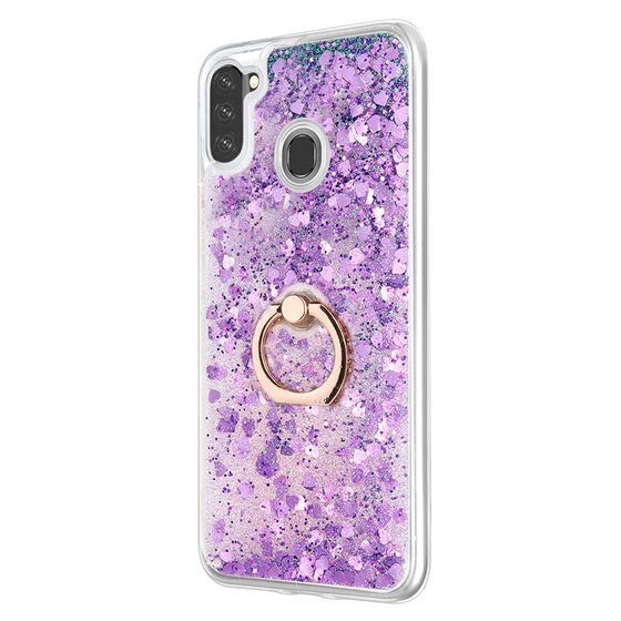 Microsonic Samsung Galaxy M11 Kılıf Glitter Liquid Holder Mor