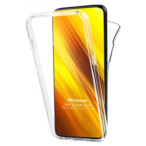 Microsonic Xiaomi Poco X3 Pro Kılıf 6 Tarafı Tam Full Koruma 360 Clear Soft Şeffaf