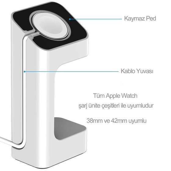 Microsonic Apple Watch Series 2 38mm Masaüstü Şarj Standı Dock Beyaz