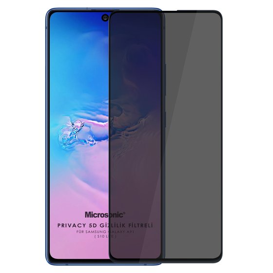 Microsonic Samsung Galaxy S10 Lite Privacy 5D Gizlilik Filtreli Cam Ekran Koruyucu Siyah