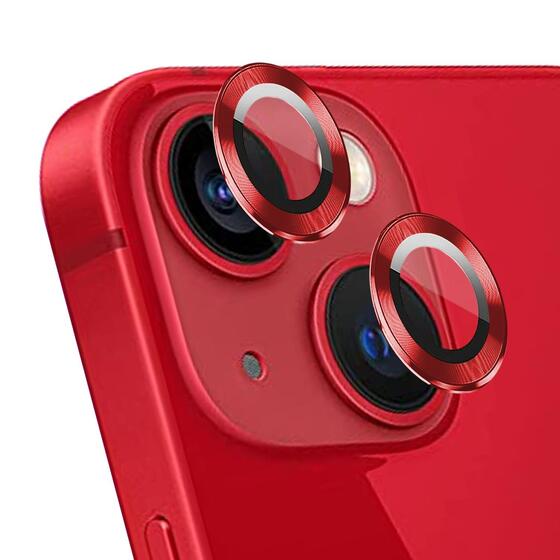 Microsonic Apple iPhone 15 Plus Tekli Kamera Lens Koruma Camı Kırmızı