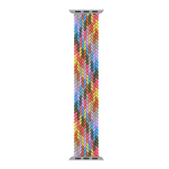 Microsonic Apple Watch Series 7 45mm Kordon, (Large Size, 160mm) Braided Solo Loop Band Gökkuşağı