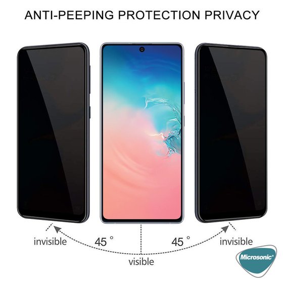 Microsonic Samsung Galaxy Note 10 Lite Privacy 5D Gizlilik Filtreli Cam Ekran Koruyucu Siyah