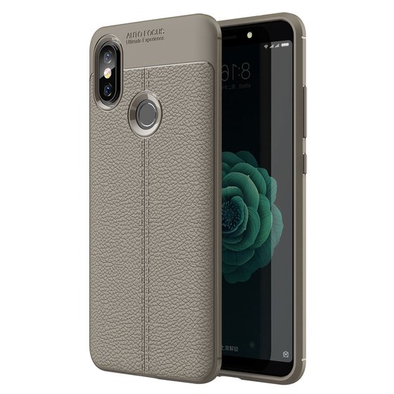 Microsonic Xiaomi Mi 8 Kılıf Deri Dokulu Silikon Gri