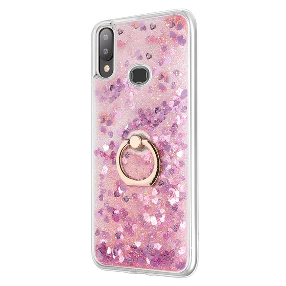 Microsonic Samsung Galaxy A10s Kılıf Glitter Liquid Holder Pembe