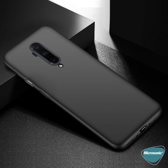 Microsonic Matte Silicone OnePlus 7T Pro Kılıf Siyah