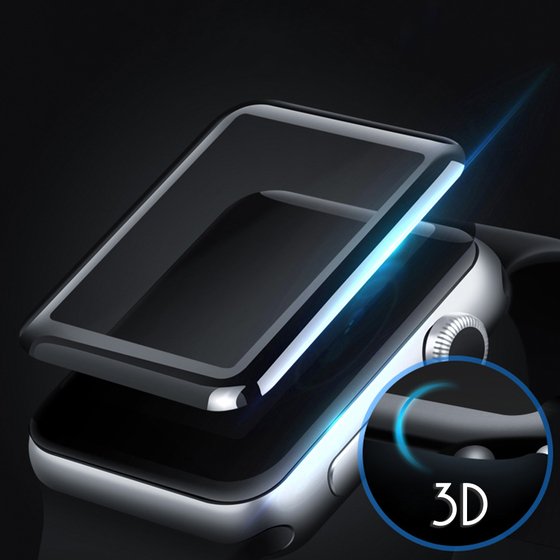 Microsonic Apple Watch Series 2 42mm 3D Kavisli Temperli Cam Full Ekran koruyucu Kırılmaz Film Siyah