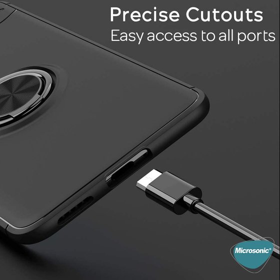 Microsonic Huawei P40 Kılıf Kickstand Ring Holder Lacivert