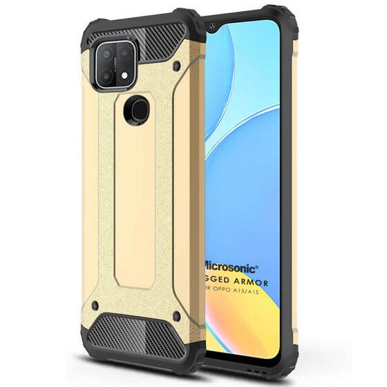 Microsonic Oppo A15s Kılıf Rugged Armor Gold