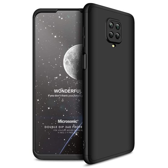 Microsonic Xiaomi Redmi Note 9 Pro Kılıf Double Dip 360 Protective Siyah