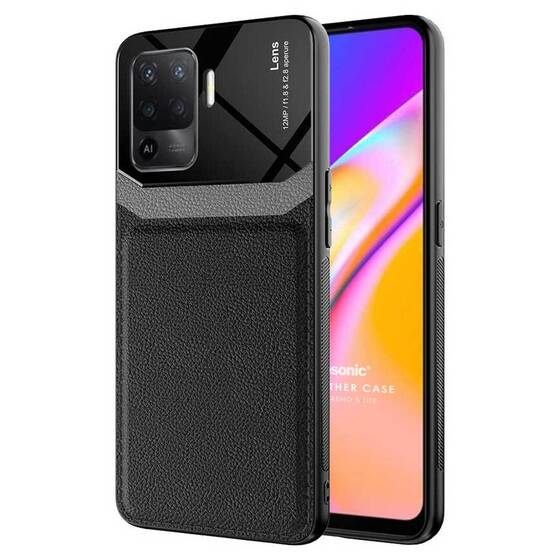 Microsonic Oppo Reno 5 Lite Kılıf Uniq Leather Siyah