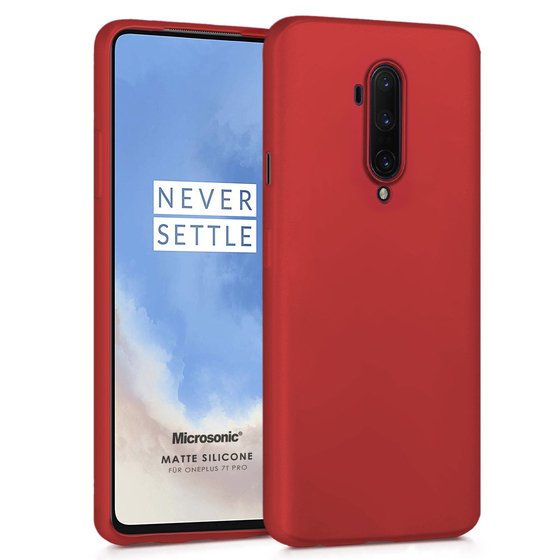 Microsonic Matte Silicone OnePlus 7T Pro Kılıf Kırmızı