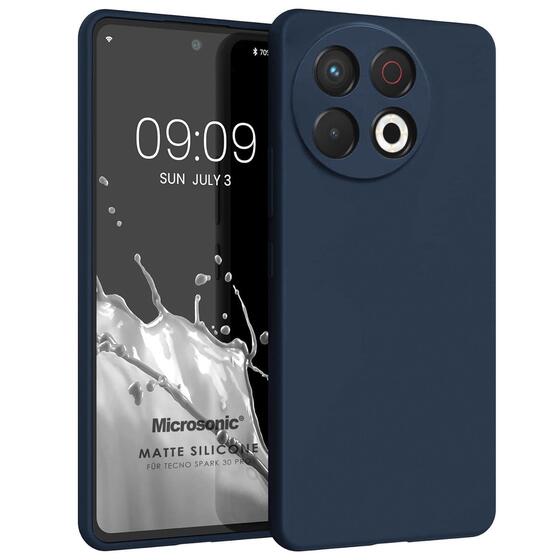 Microsonic Matte Silicone TECNO Spark 30 Pro Kılıf Lacivert