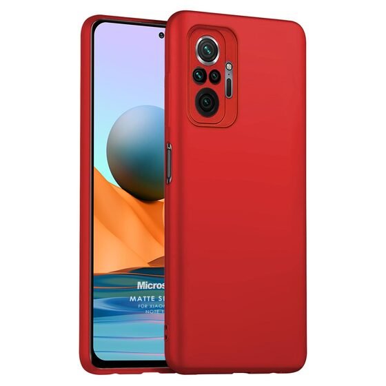 Microsonic Matte Silicone Xiaomi Redmi Note 10 Pro Max Kılıf Kırmızı