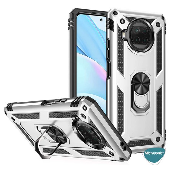 Microsonic Xiaomi Redmi Note 9 Pro 5G Kılıf Military Ring Holder Siyah