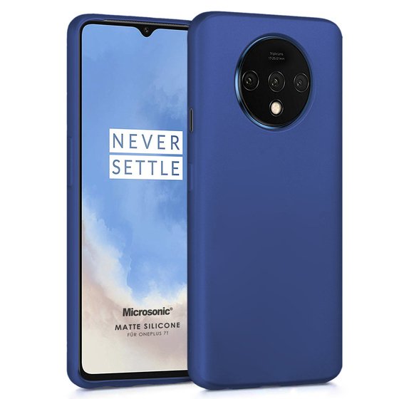 Microsonic Matte Silicone OnePlus 7T Kılıf Lacivert