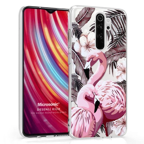 Microsonic Xiaomi Redmi Note 8 Pro Desenli Kılıf Flamingo