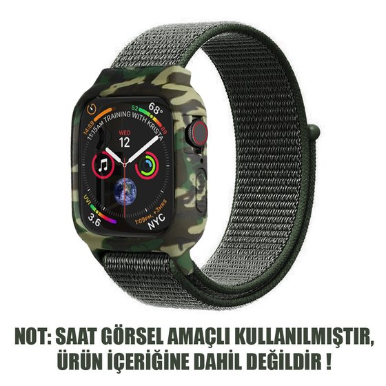 Microsonic Apple Watch SE 44mm Kordon Camouflage Armor Pro Mavi