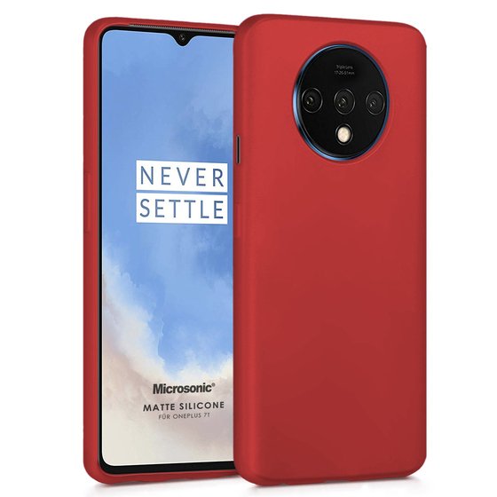 Microsonic Matte Silicone OnePlus 7T Kılıf Kırmızı