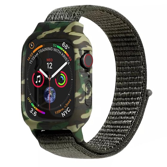 Microsonic Apple Watch SE 44mm Kordon Camouflage Armor Pro Koyu Yeşil