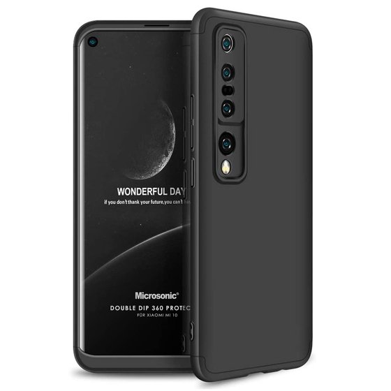 Microsonic Xiaomi Mi 10 Kılıf Double Dip 360 Protective Siyah