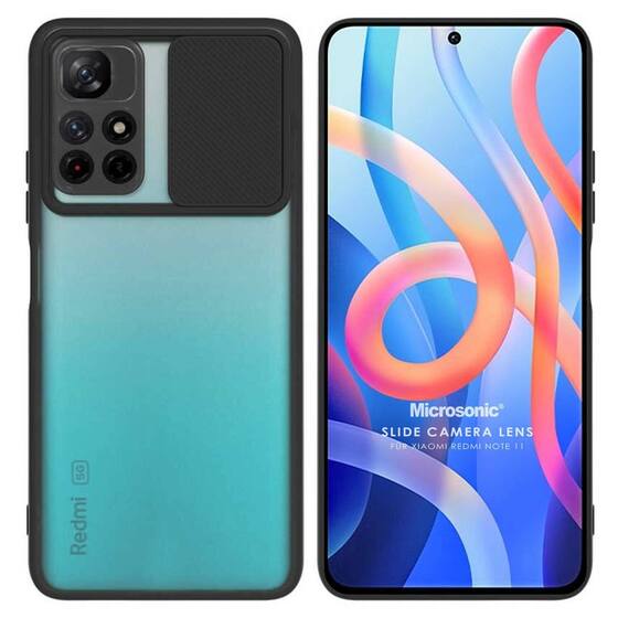 Microsonic Xiaomi Redmi Note 11 Kılıf Slide Camera Lens Protection Siyah