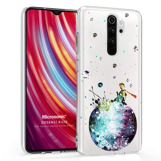 Microsonic Xiaomi Redmi Note 8 Pro Desenli Kılıf Küçük Prens Mavi