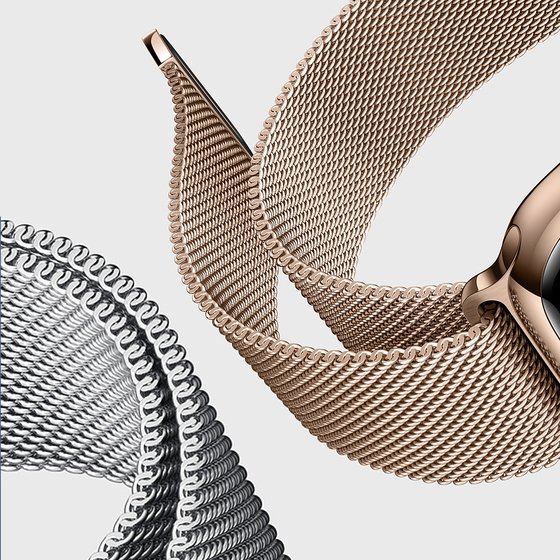 Microsonic Apple Watch Series 7 45mm Milanese Loop Kordon Gold